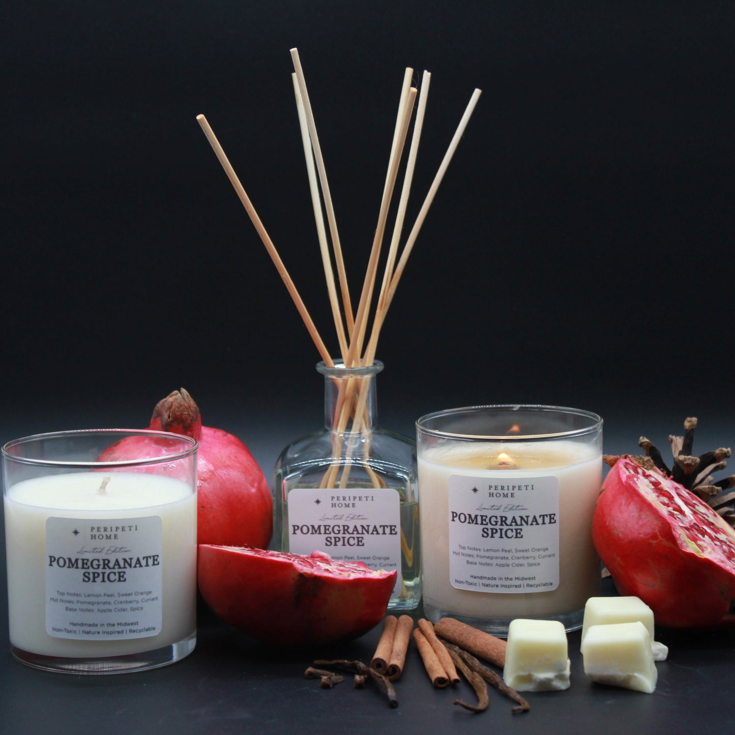 Pomegranate Spice Candle, Wax Melt, Diffuser & Room Spray