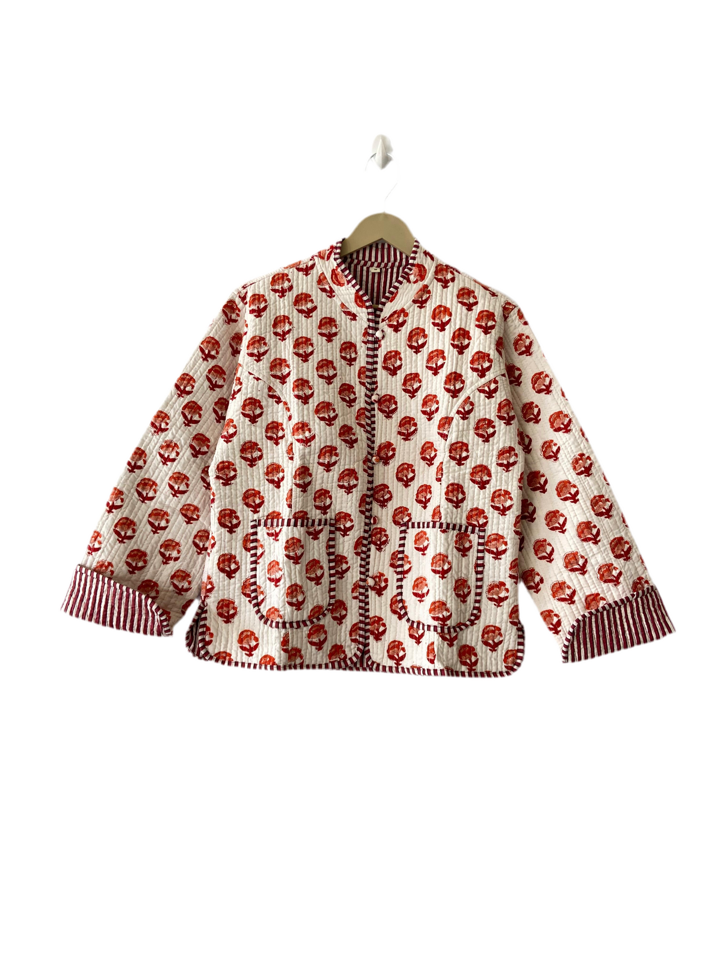 The Charlotte Jacket in Red and Orange Posy