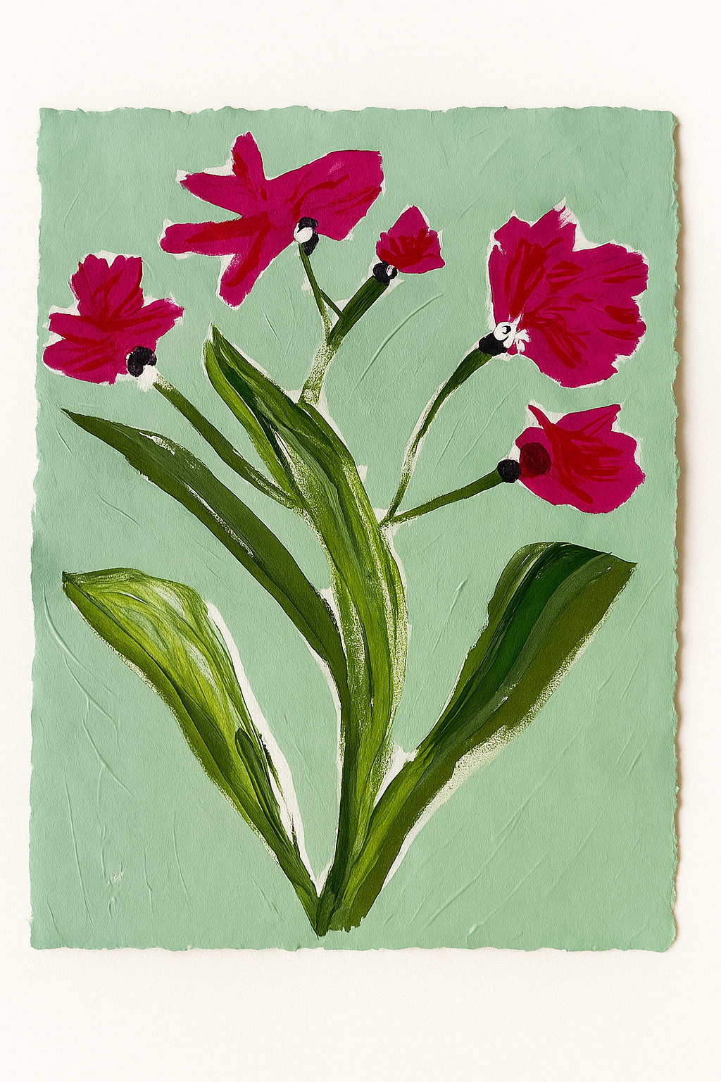 Pink Zinnia Acrylic Painting