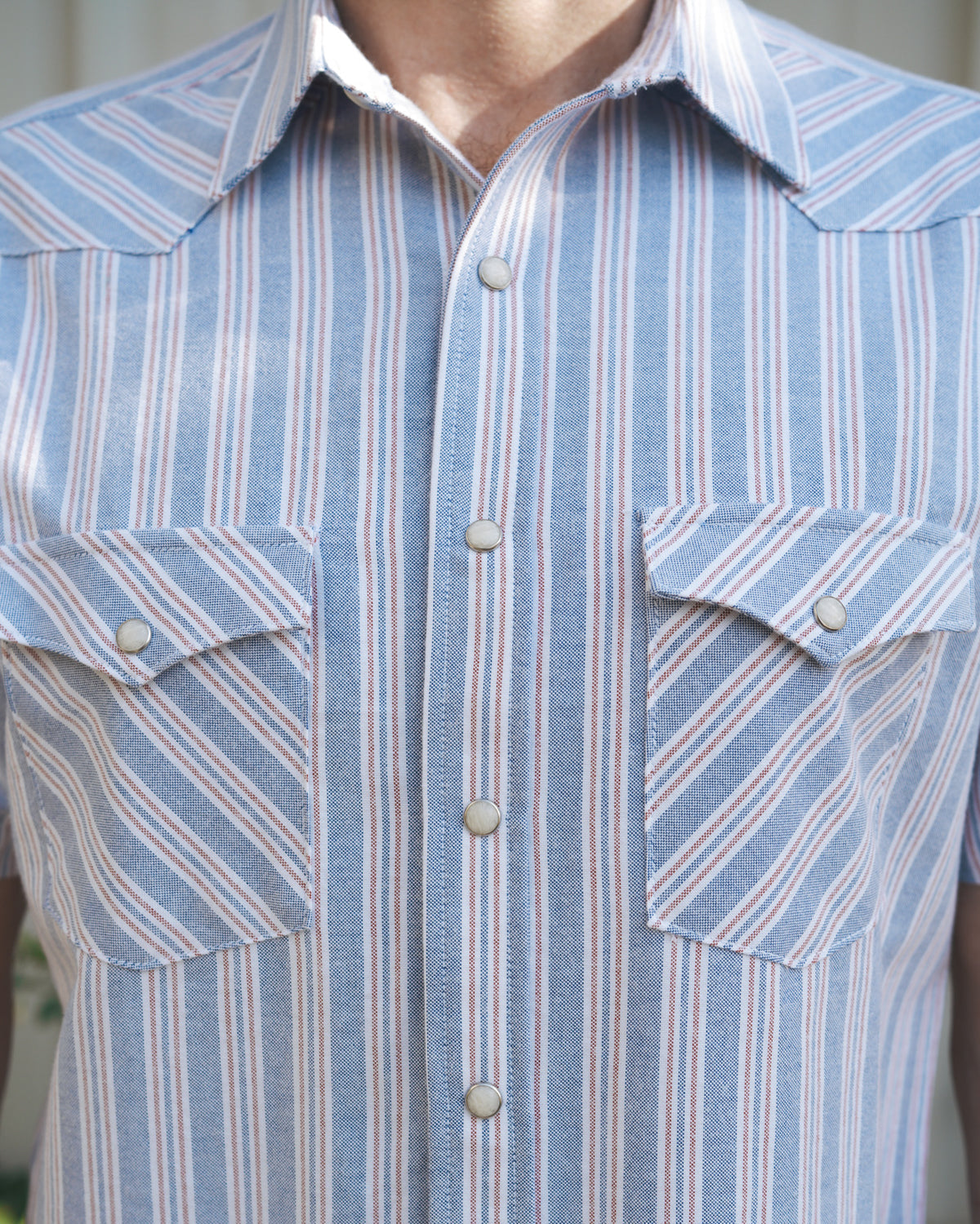 Oxford Red Blue Stripe Men's Shirt