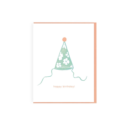 Floral Party Hat Birthday Card