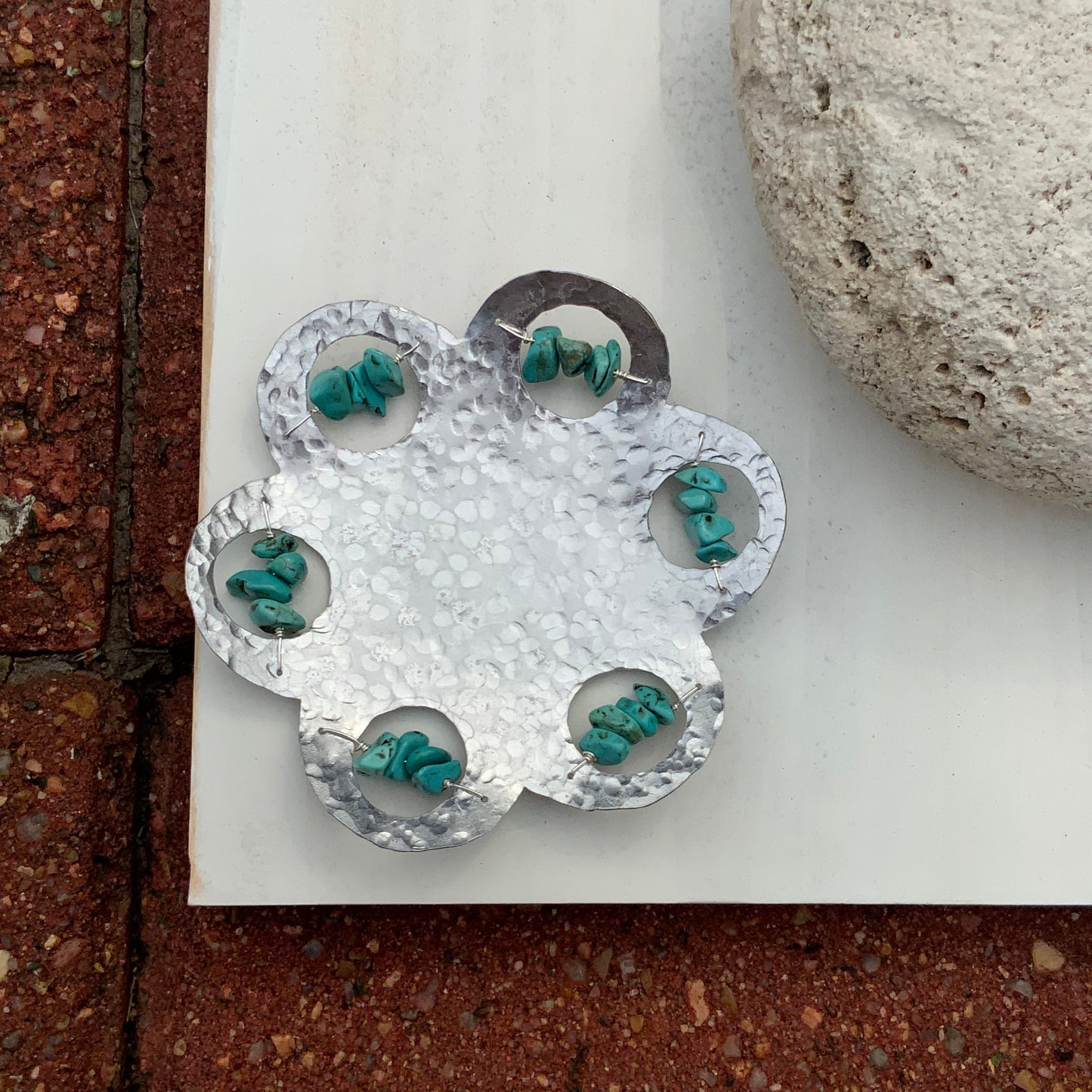 Hammered Metal Gemstone Ring Dish
