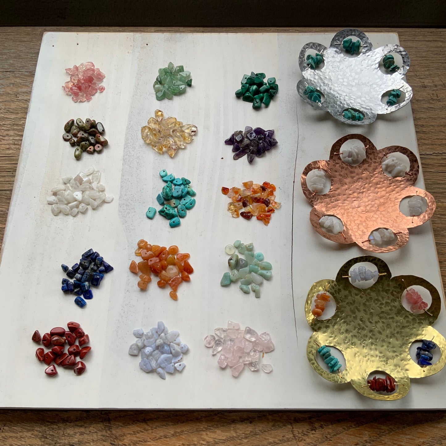 Hammered Metal Gemstone Ring Dish