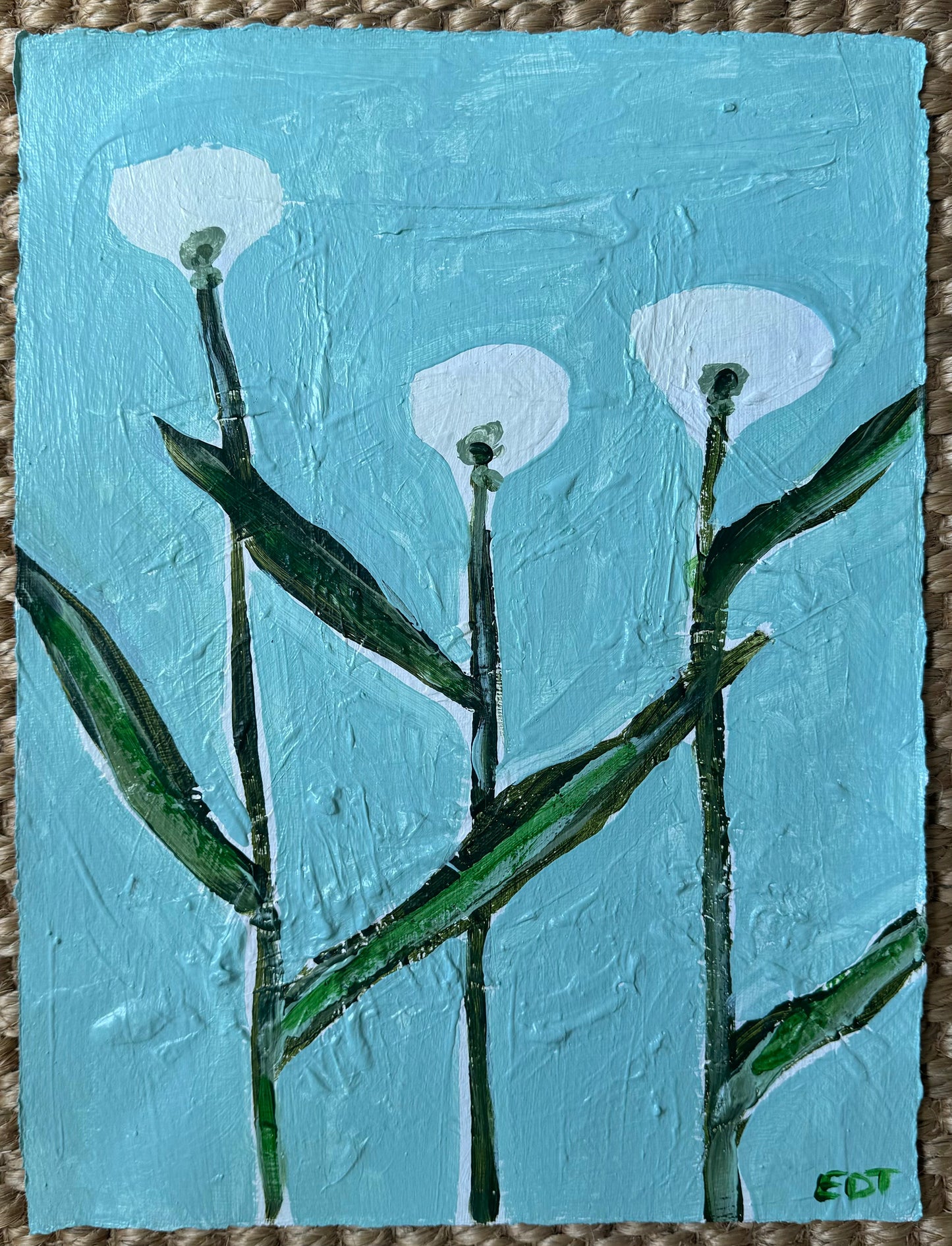 White Wildflowers Large Acrylic Painting