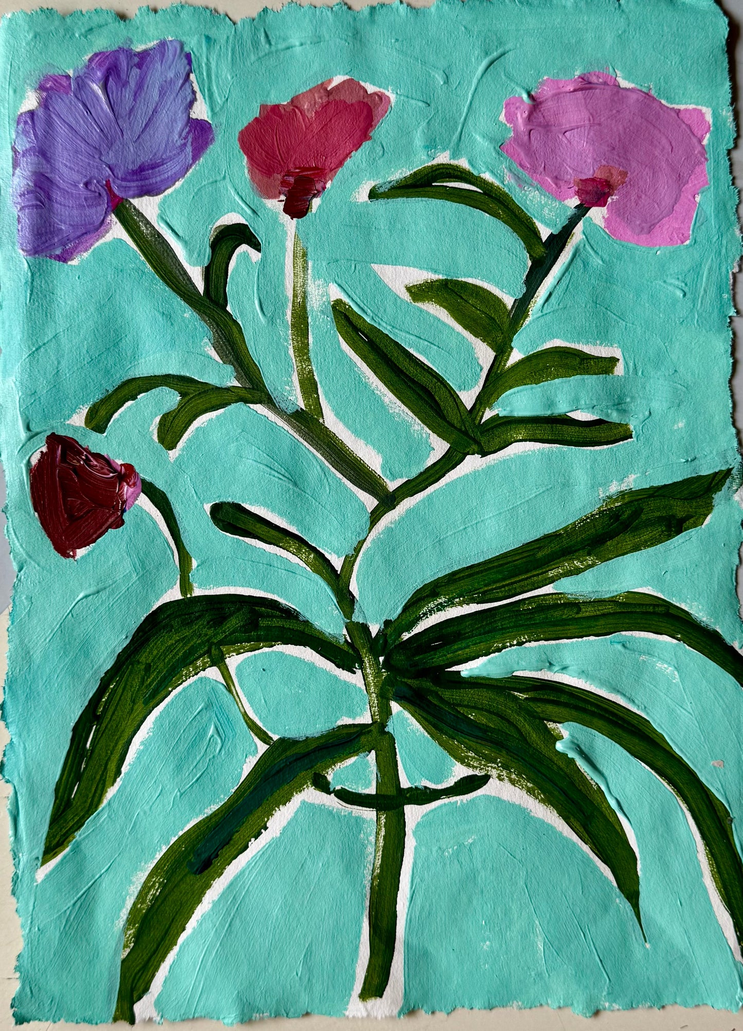 Violet Hues Bouquet Acrylic Painting