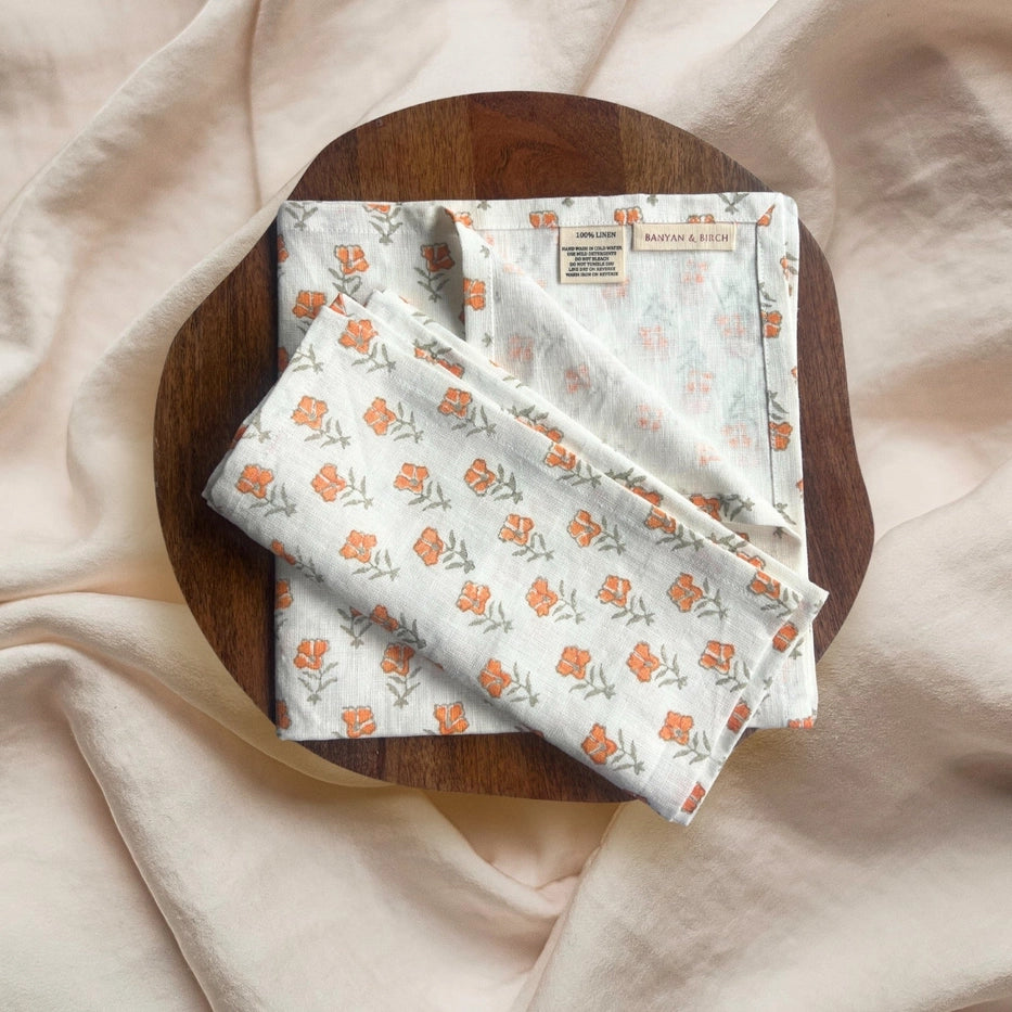 Peach Garden Table Napkins (Set of 4)