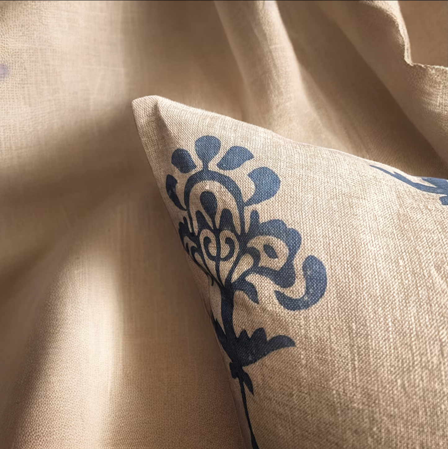 Blue Harmony Linen Pillow Cover