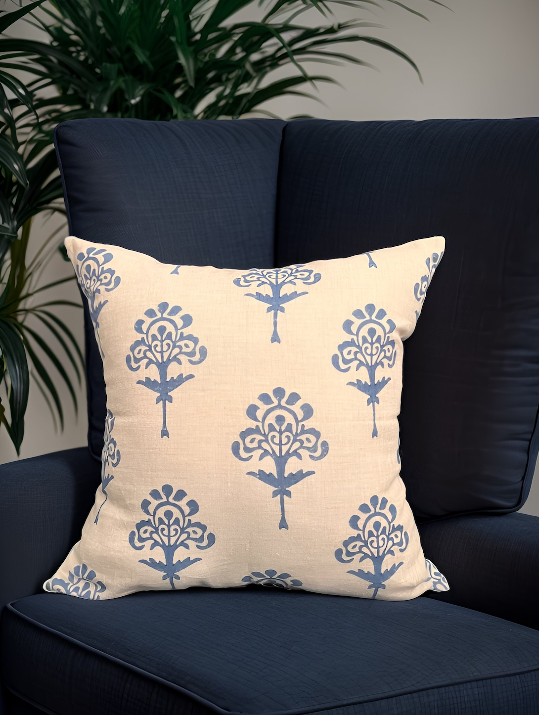 Blue Harmony Linen Pillow Cover