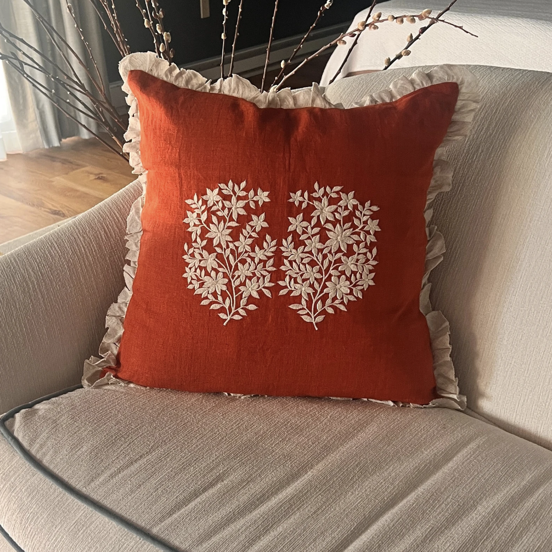 Desert Jasmine Linen Pillow Cover