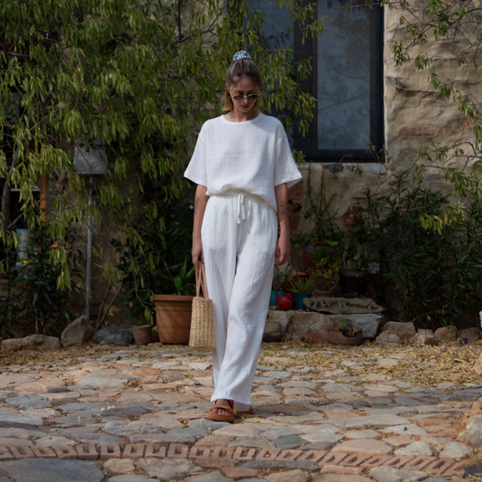 Double-Layered Muslin Wide Leg Pants