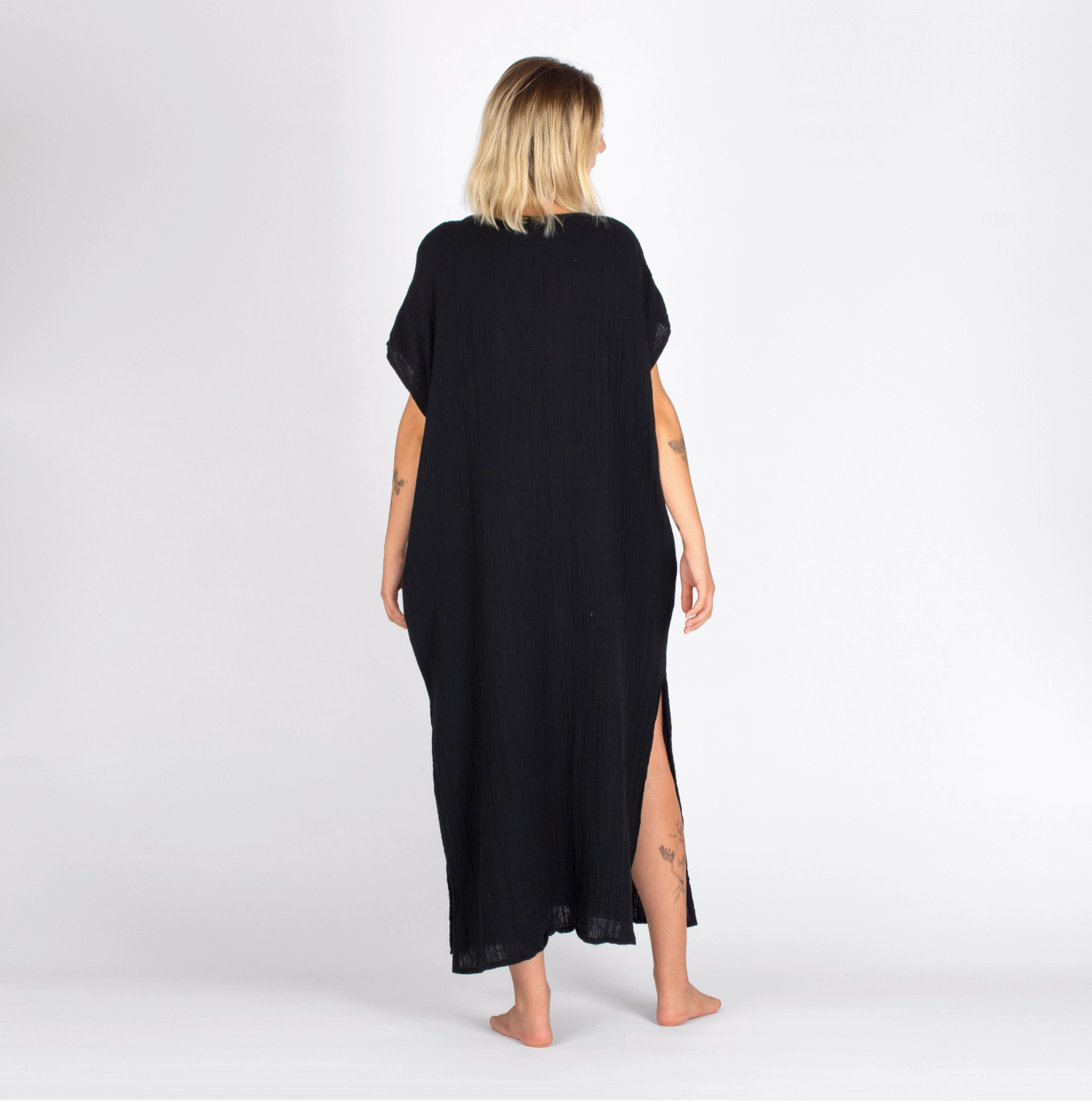 Double-Layered Muslin Caftan Dress