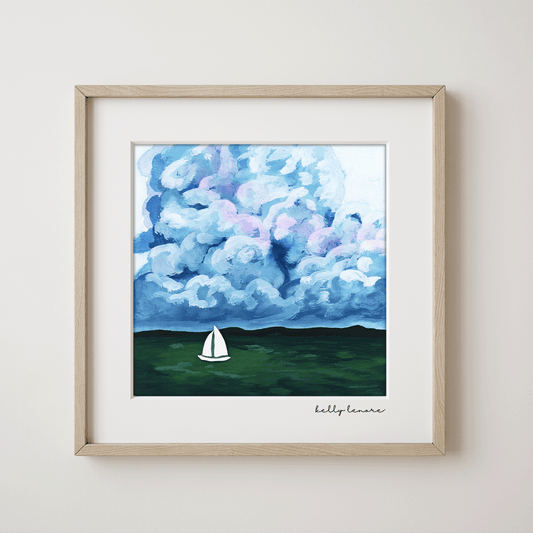Stormy Green Seascape Painting | Fine Art Print