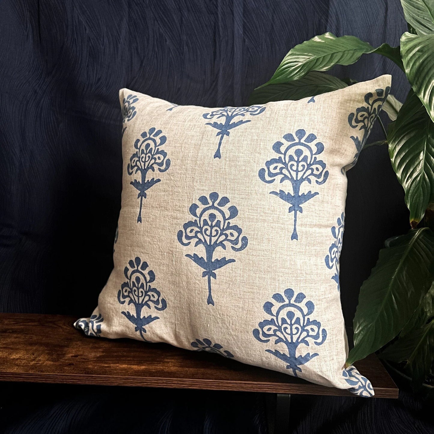 Blue Harmony Linen Pillow Cover