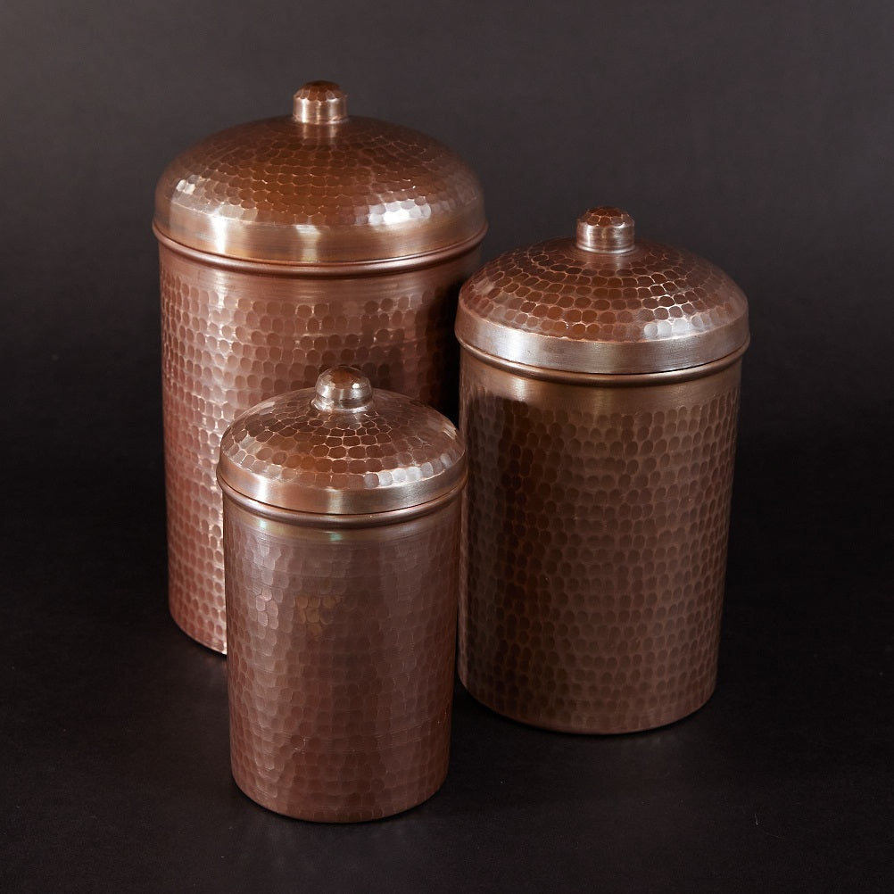 Copper Kitchen Canisters | Small Set, 3 Pieces