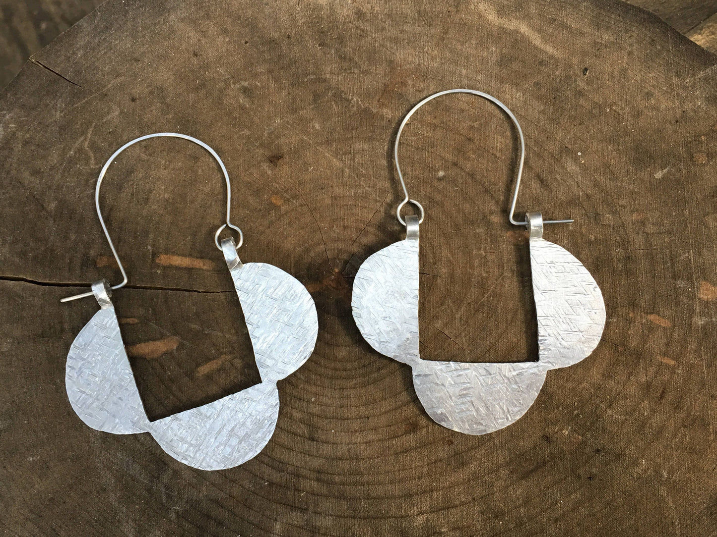 Hammered Aluminum Geometric Hoop Earrings