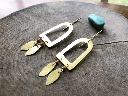 Hammered Brass Fringe Earrings
