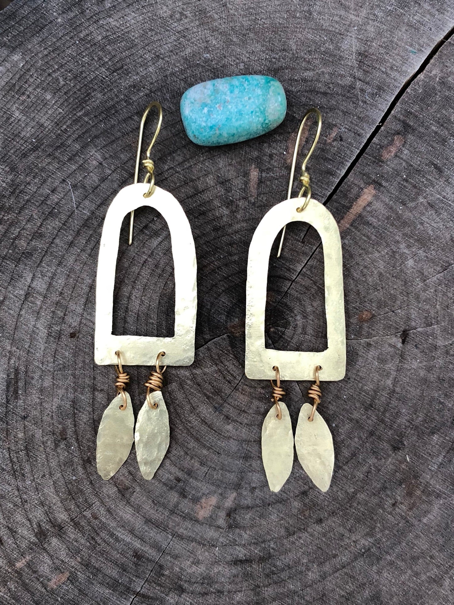 Hammered Brass Fringe Earrings