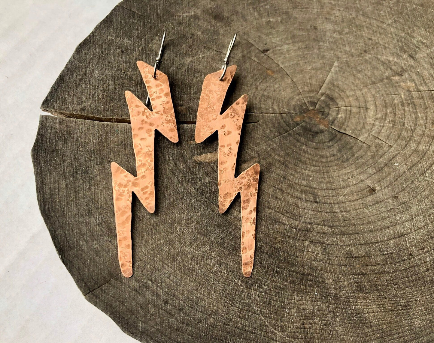 Hammered Lightning Bolt Earrings