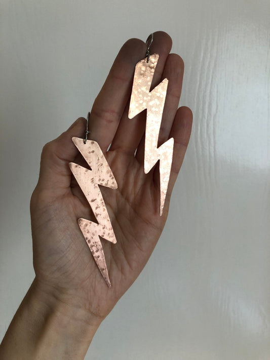 Hammered Lightning Bolt Earrings