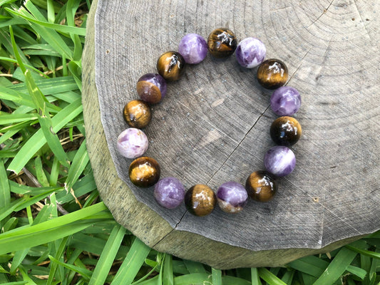 Amethyst & Tiger Eye Stretch Bracelet