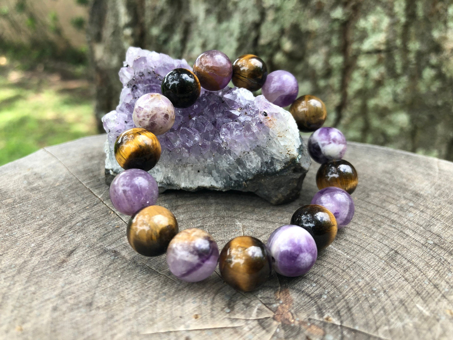 Amethyst & Tiger Eye Stretch Bracelet