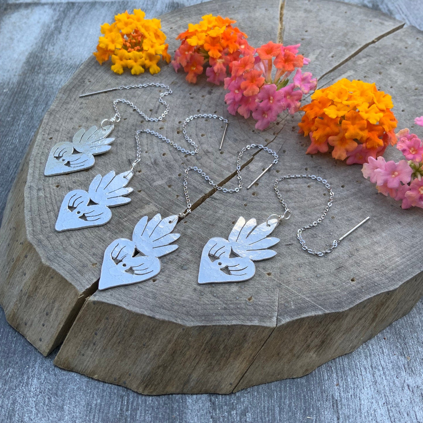 Milagro Sacred Heart Threader Earrings