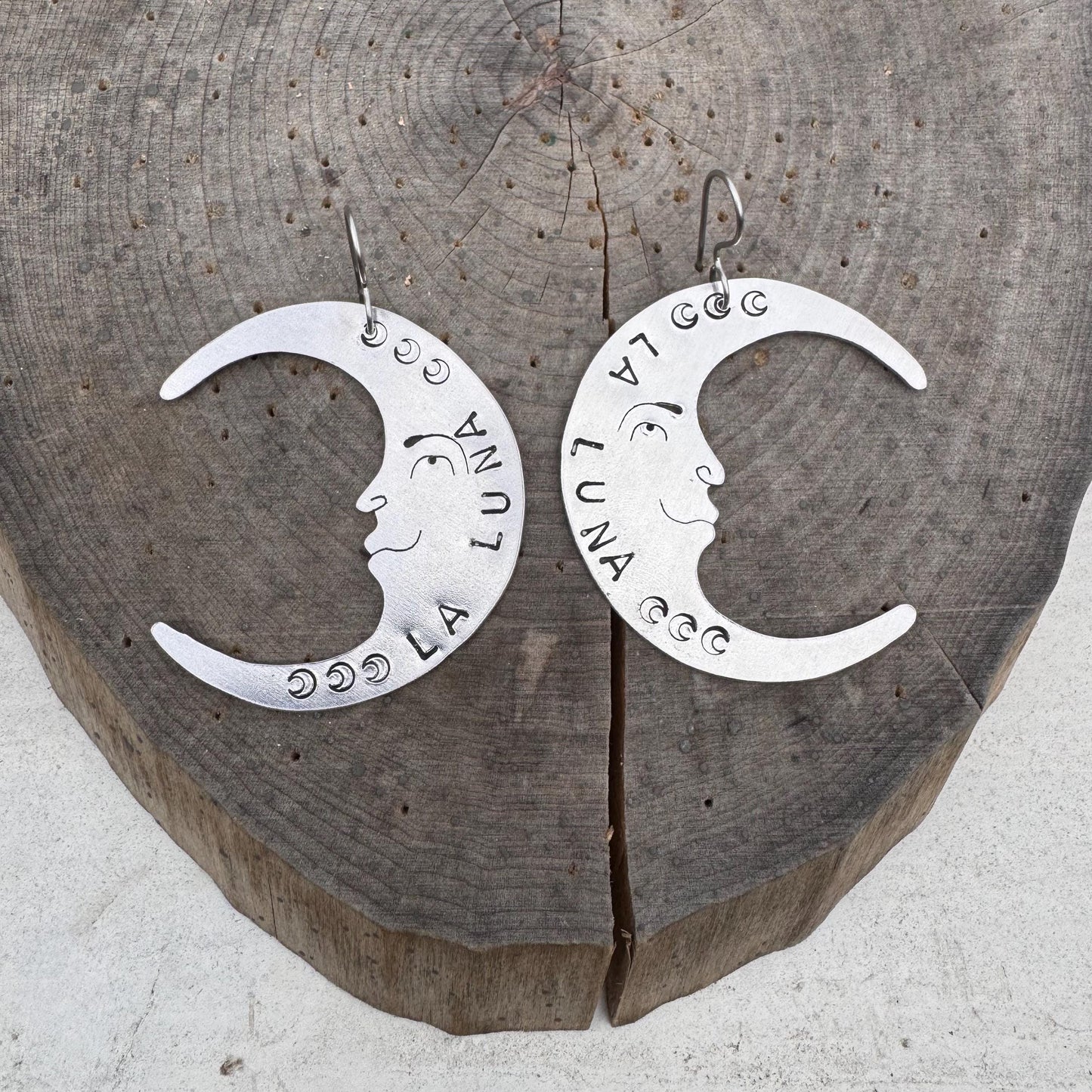 Crescent Moon Face Earrings