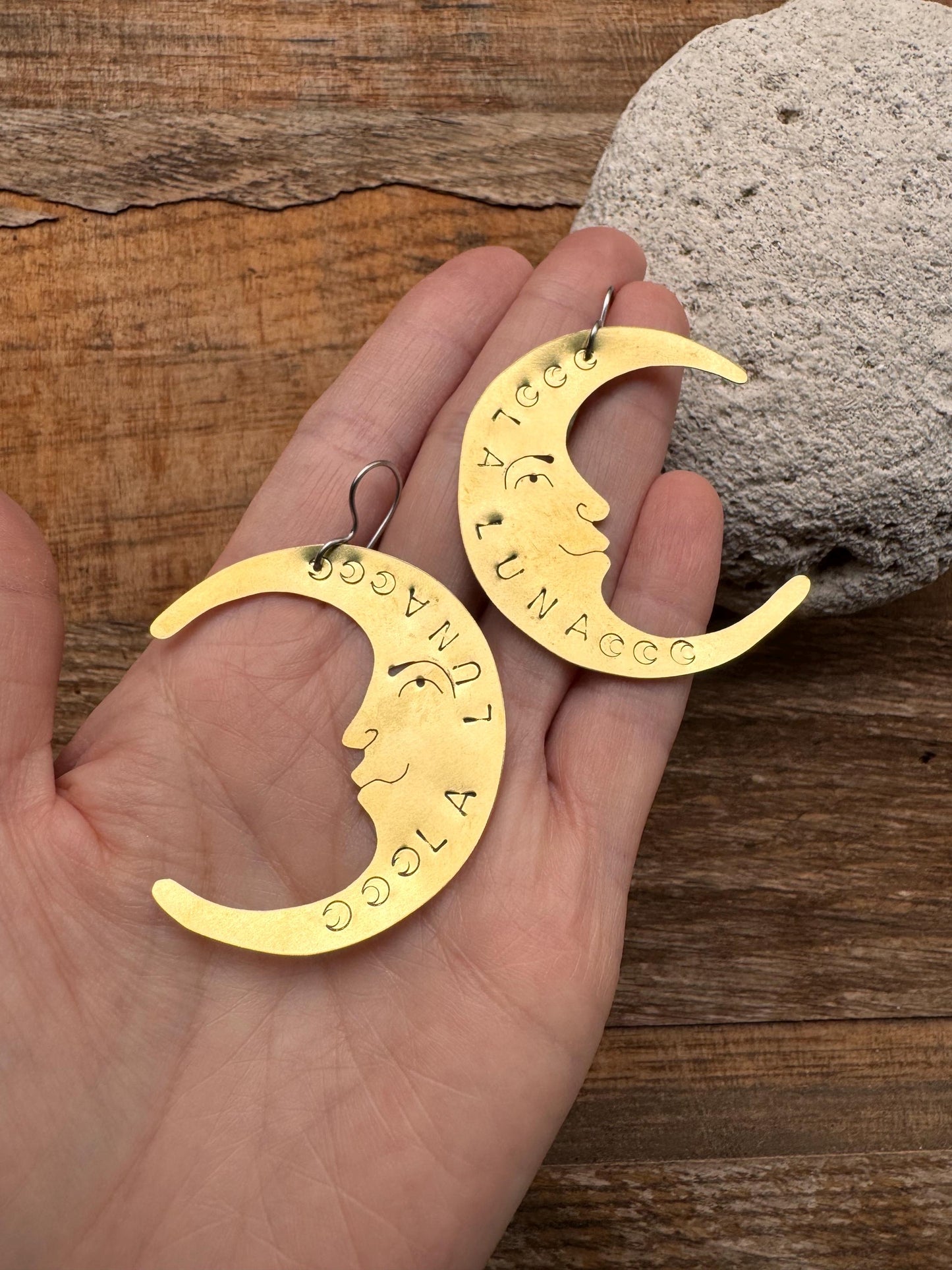 Crescent Moon Face Earrings
