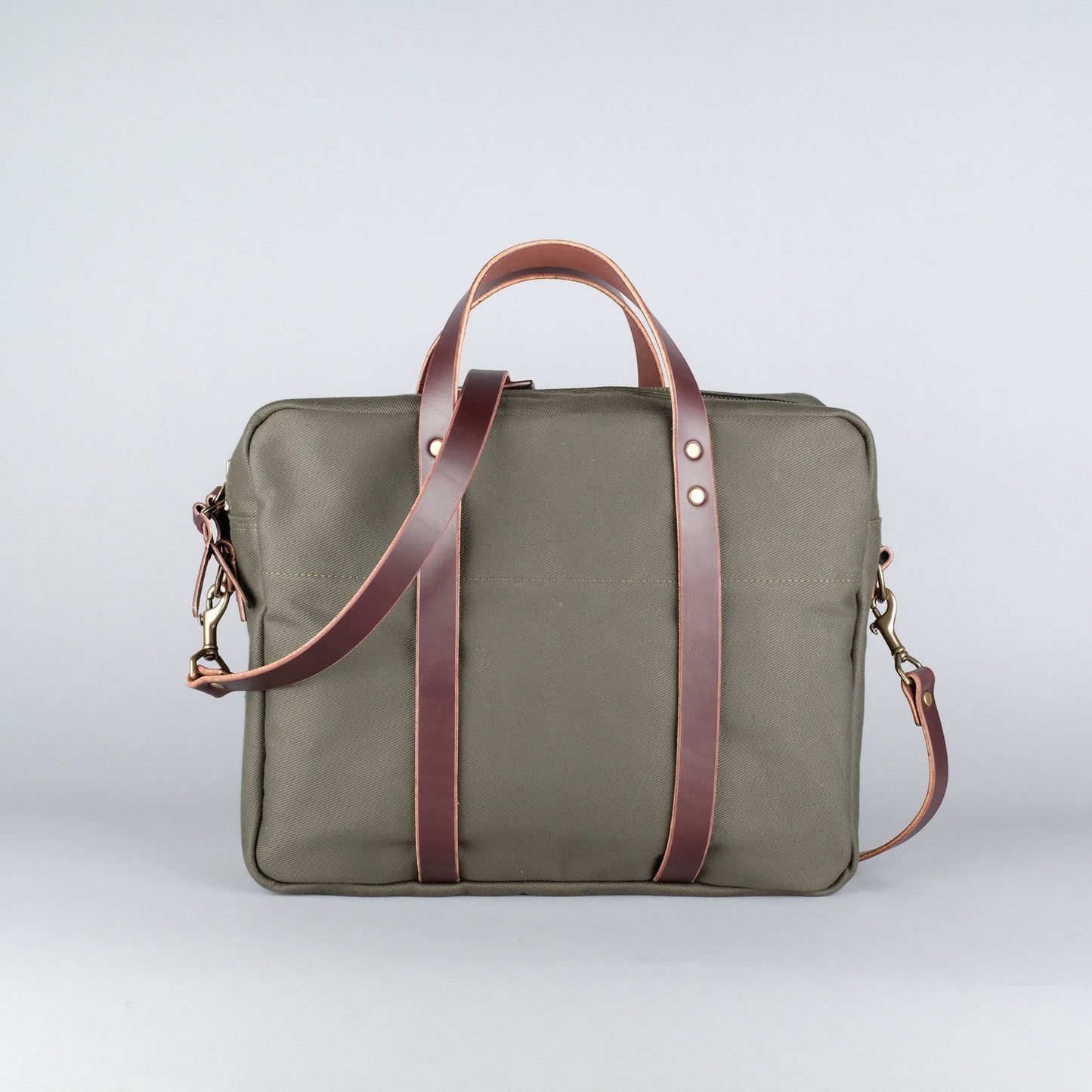 Prospect Briefcase in Olive + Dark Brown