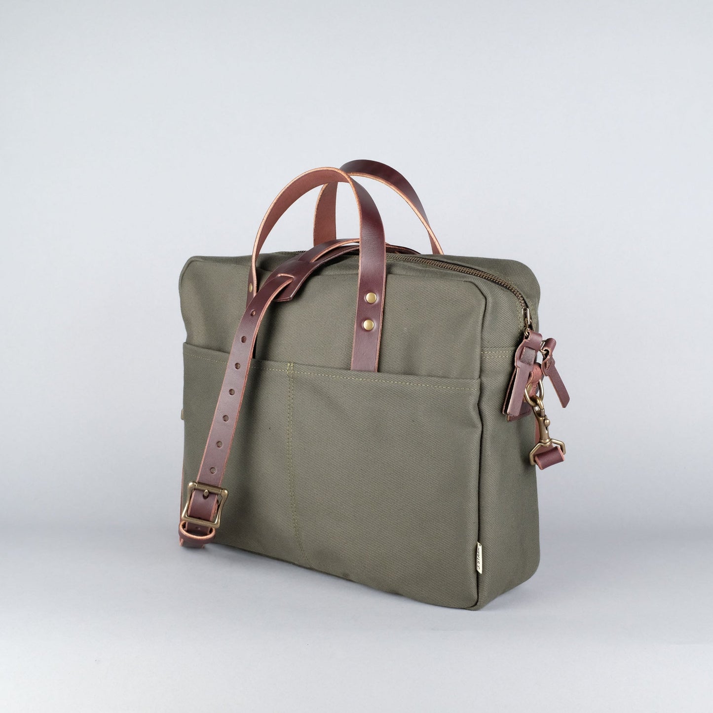 Prospect Briefcase in Olive + Dark Brown