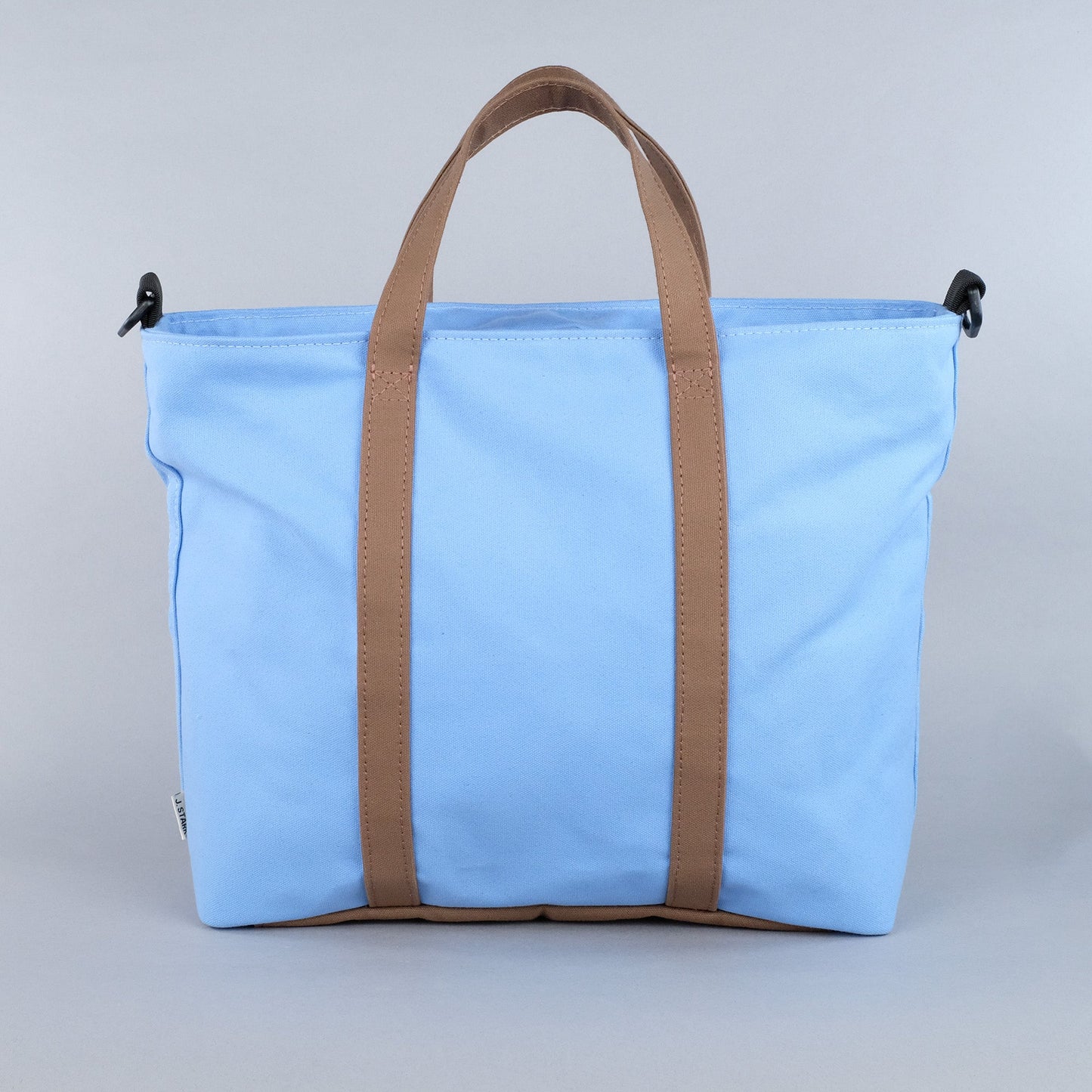 Woodbine Zip Tote Bag in Sky Blue & Tobacco Brown