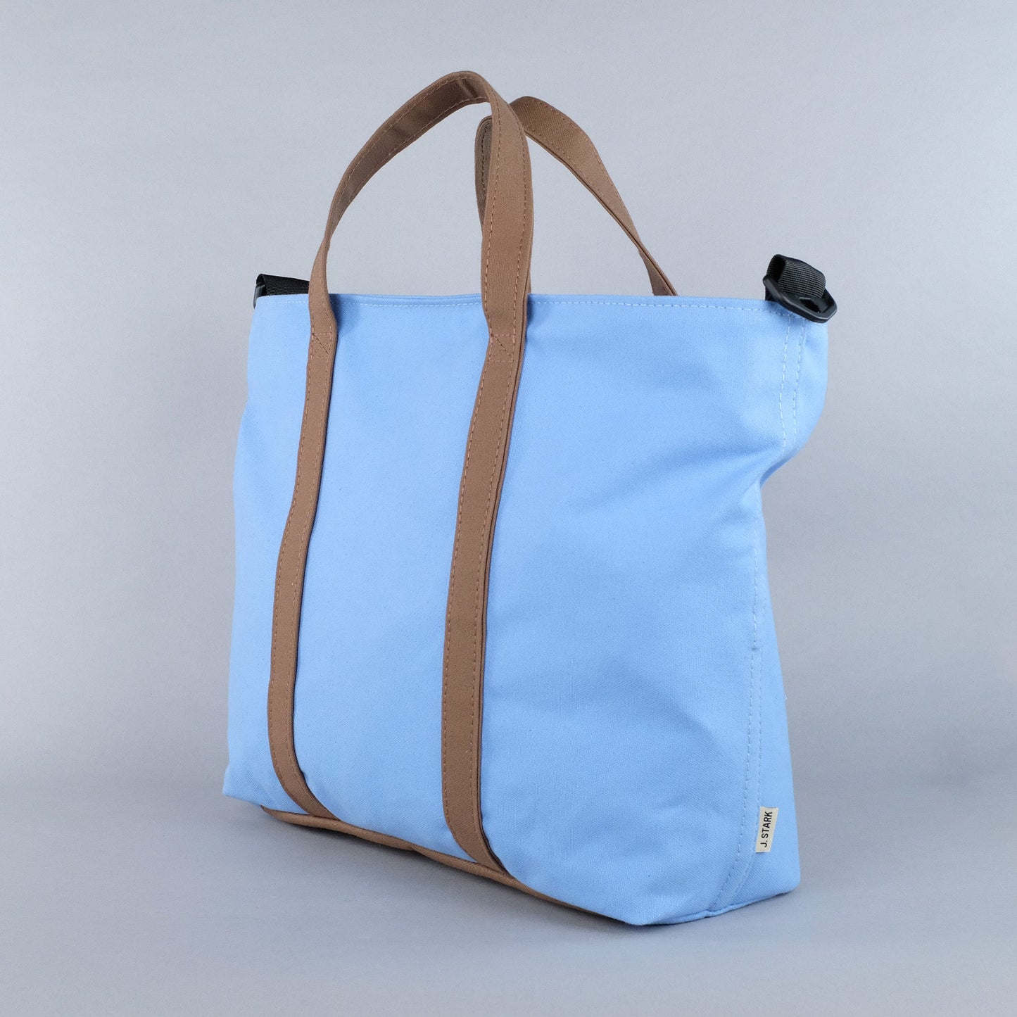 Woodbine Zip Tote Bag in Sky Blue & Tobacco Brown