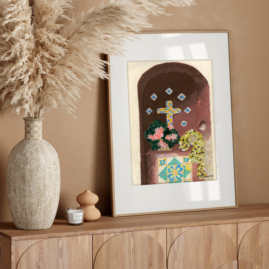 Mediterranean Courtyard Painting | Fine Art Print