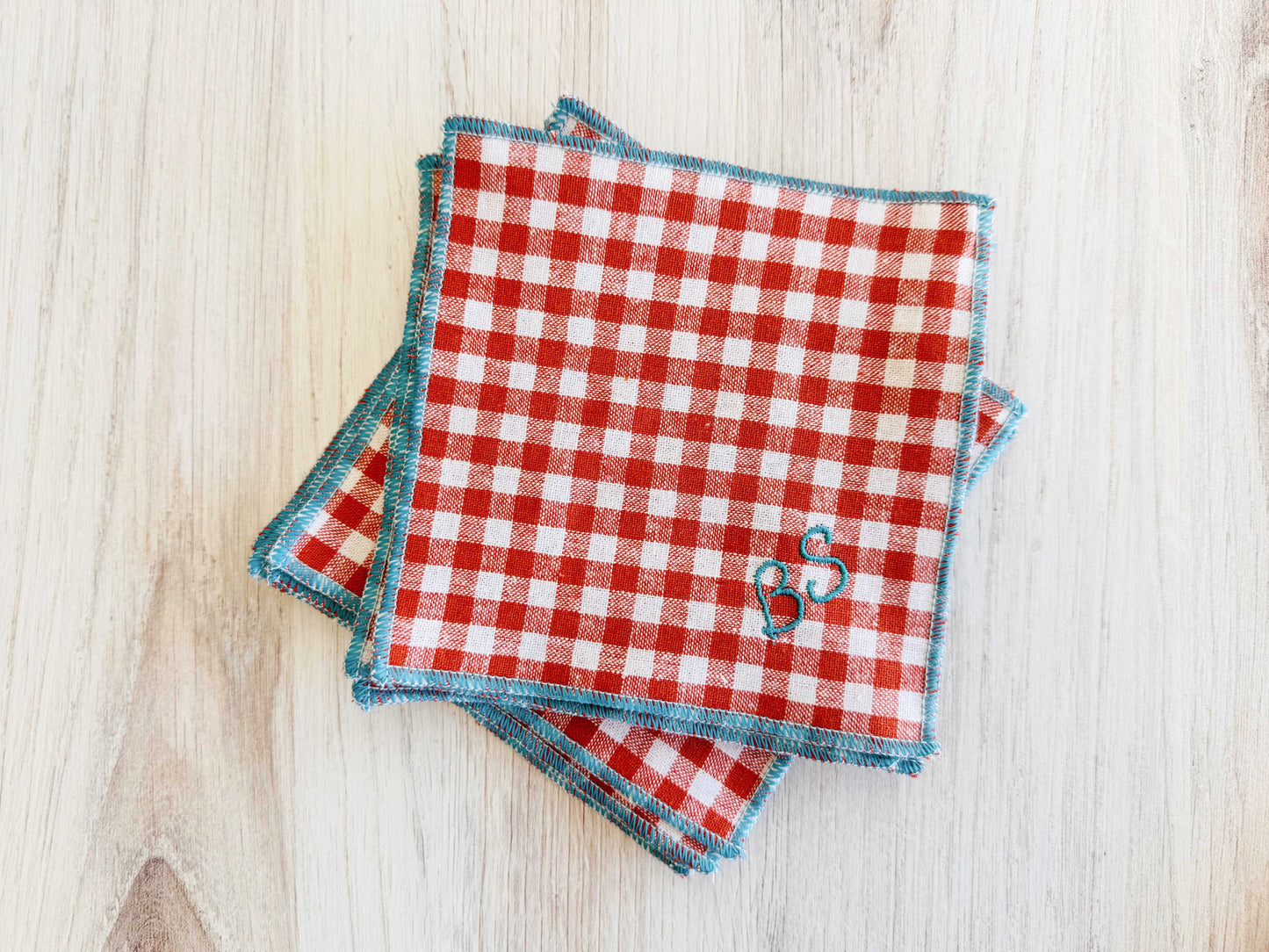 Sweary Coasters in Mini Check | Set of Eight