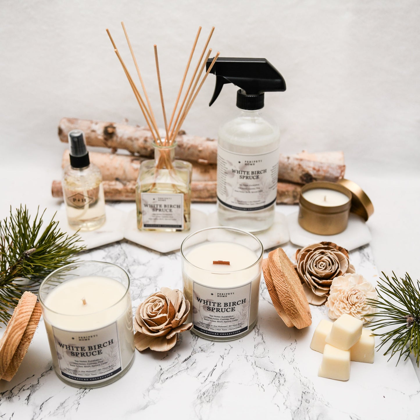 White Birch & Spruce Candle, Wax Melt, Diffuser & Room Spray
