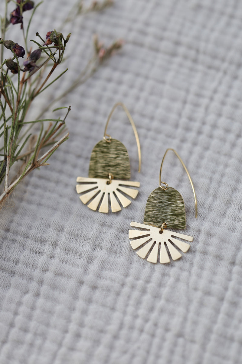 Aztec Sun Earrings | Solid Brass-zoom-