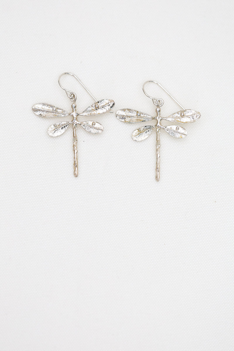 Dragonfly Dangle Earrings | Sterling Silver or Brass-zoom-