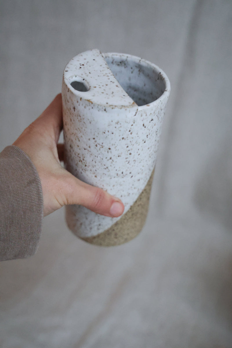 White Speckled To-Go Cup | Ceramic Stoneware-zoom-