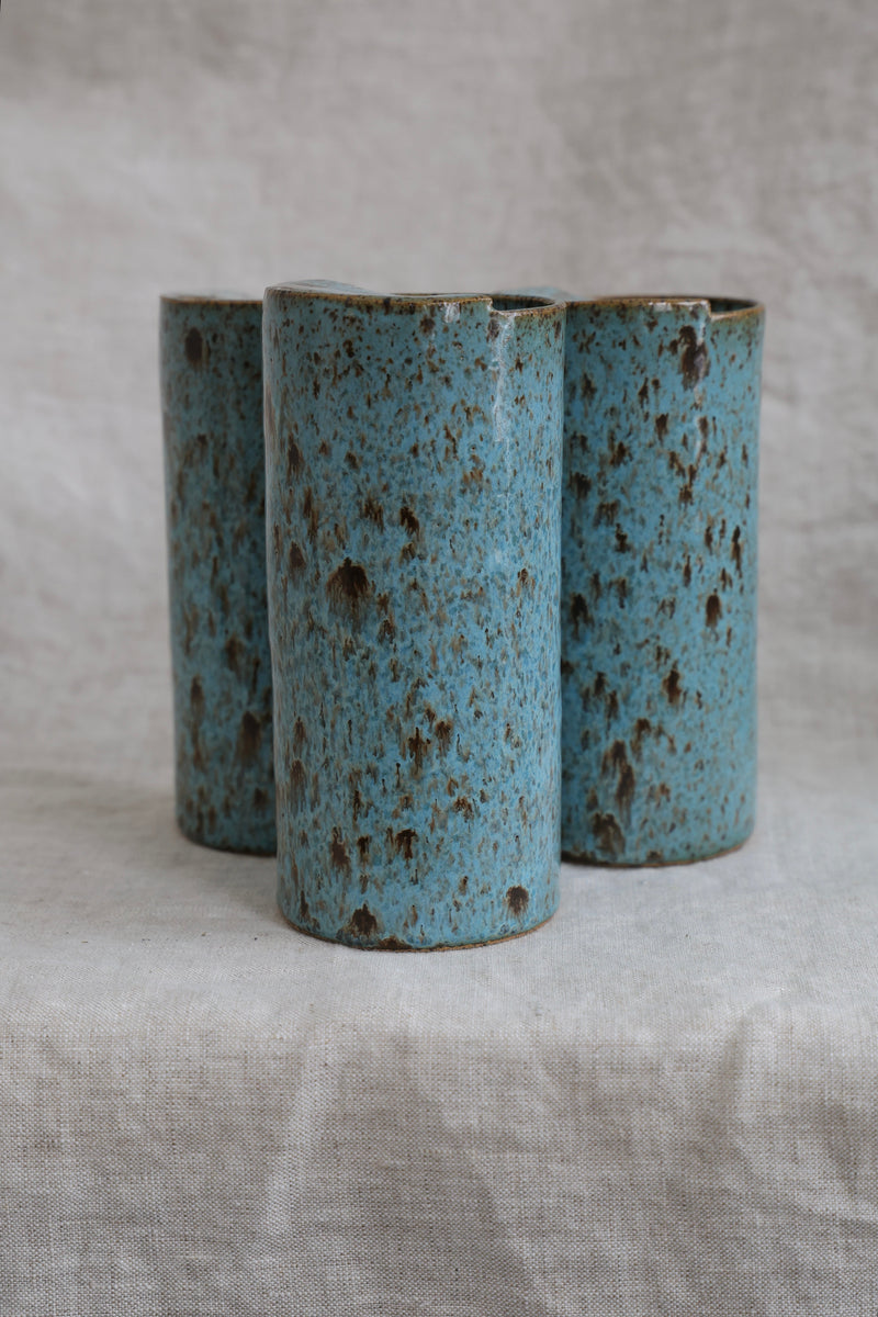 Blue Feathers Speckled To-Go Cup | Ceramic Stoneware-zoom-