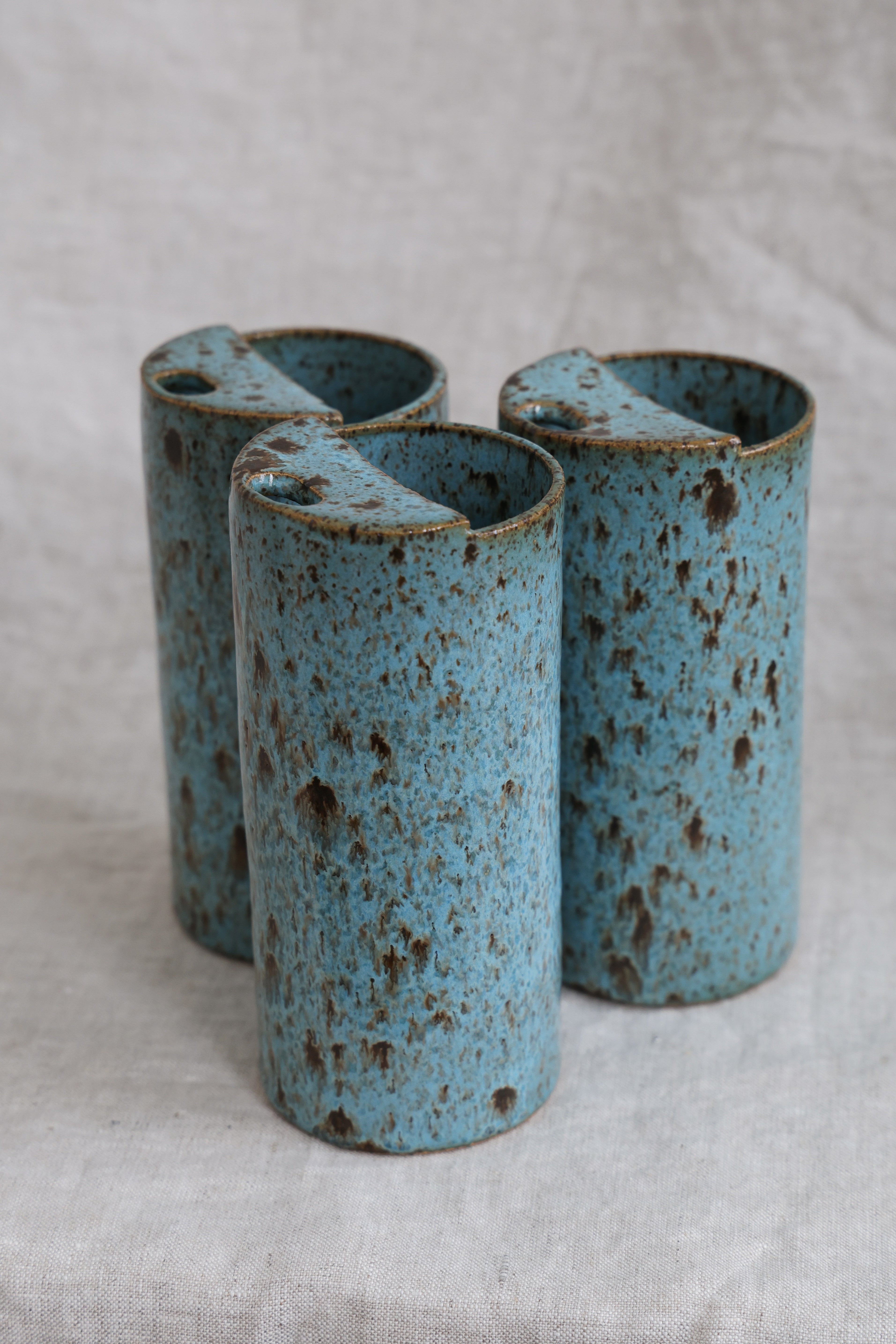 Blue Feathers Speckled To-Go Cup | Ceramic Stoneware-zoom-1
