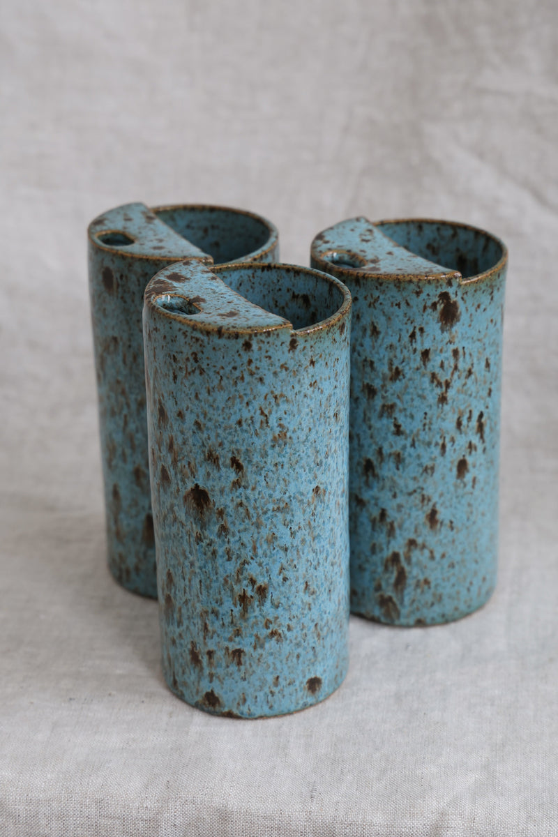 Blue Feathers Speckled To-Go Cup | Ceramic Stoneware-zoom-