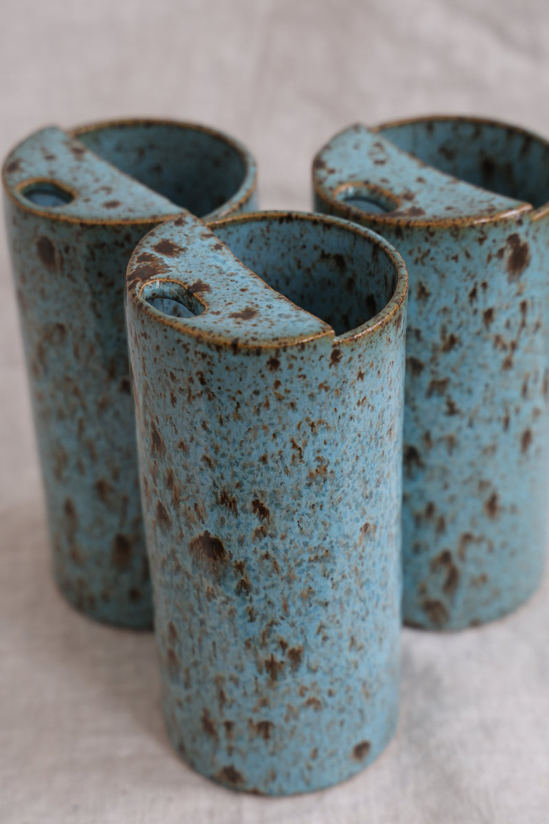 Blue Feathers Speckled To-Go Cup | Ceramic Stoneware-zoom-