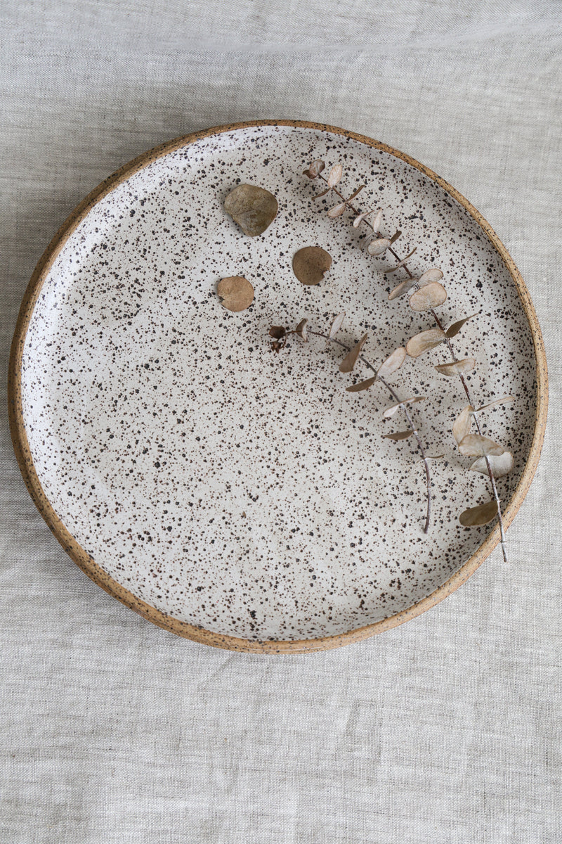 Speckled Dinner Plate | Matte White Ceramic-zoom-