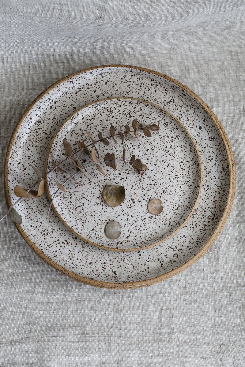 Speckled Dinner Plate | Matte White Ceramic-zoom-