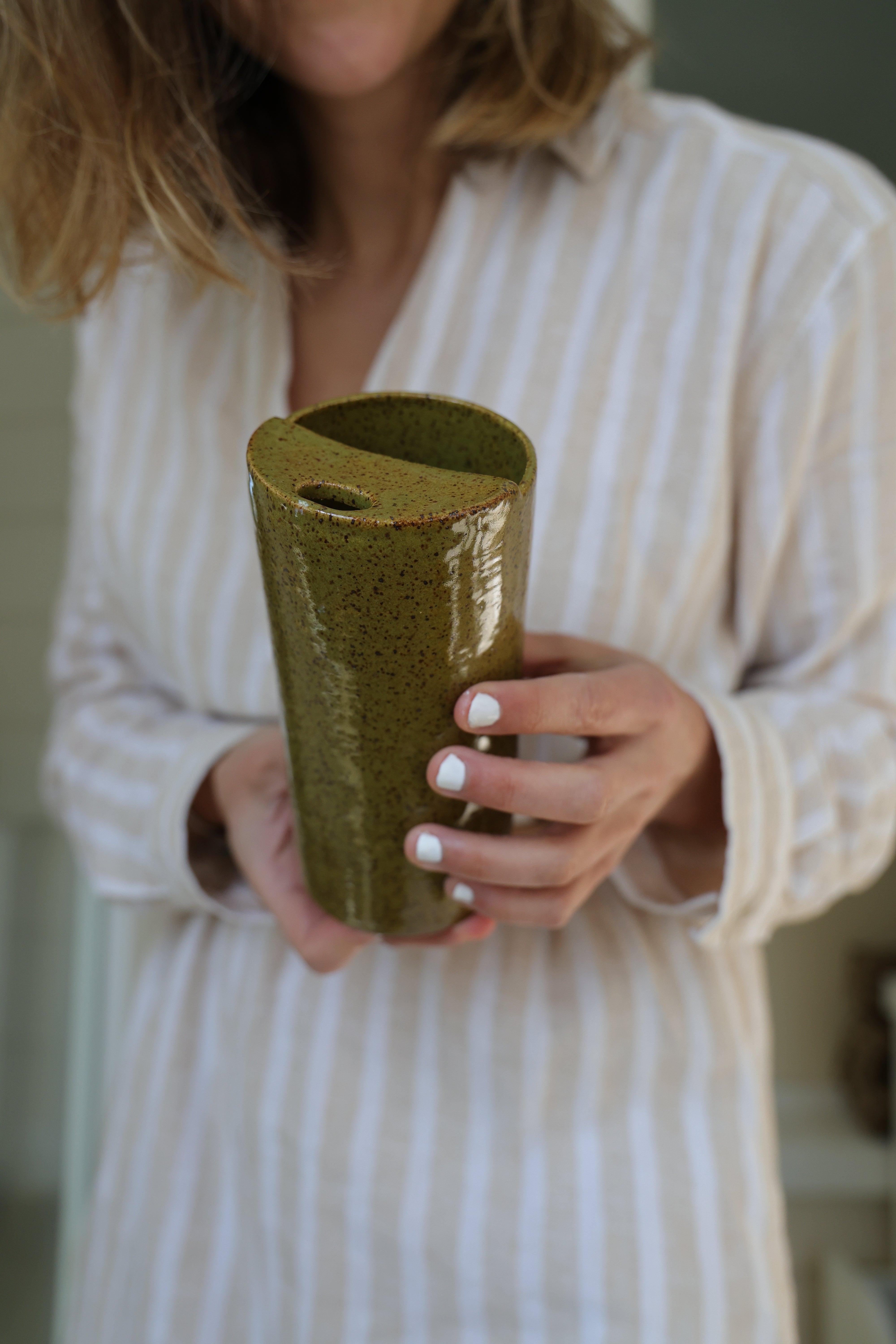 Olive Speckled Travel Mug | Ceramic To-Go Cup