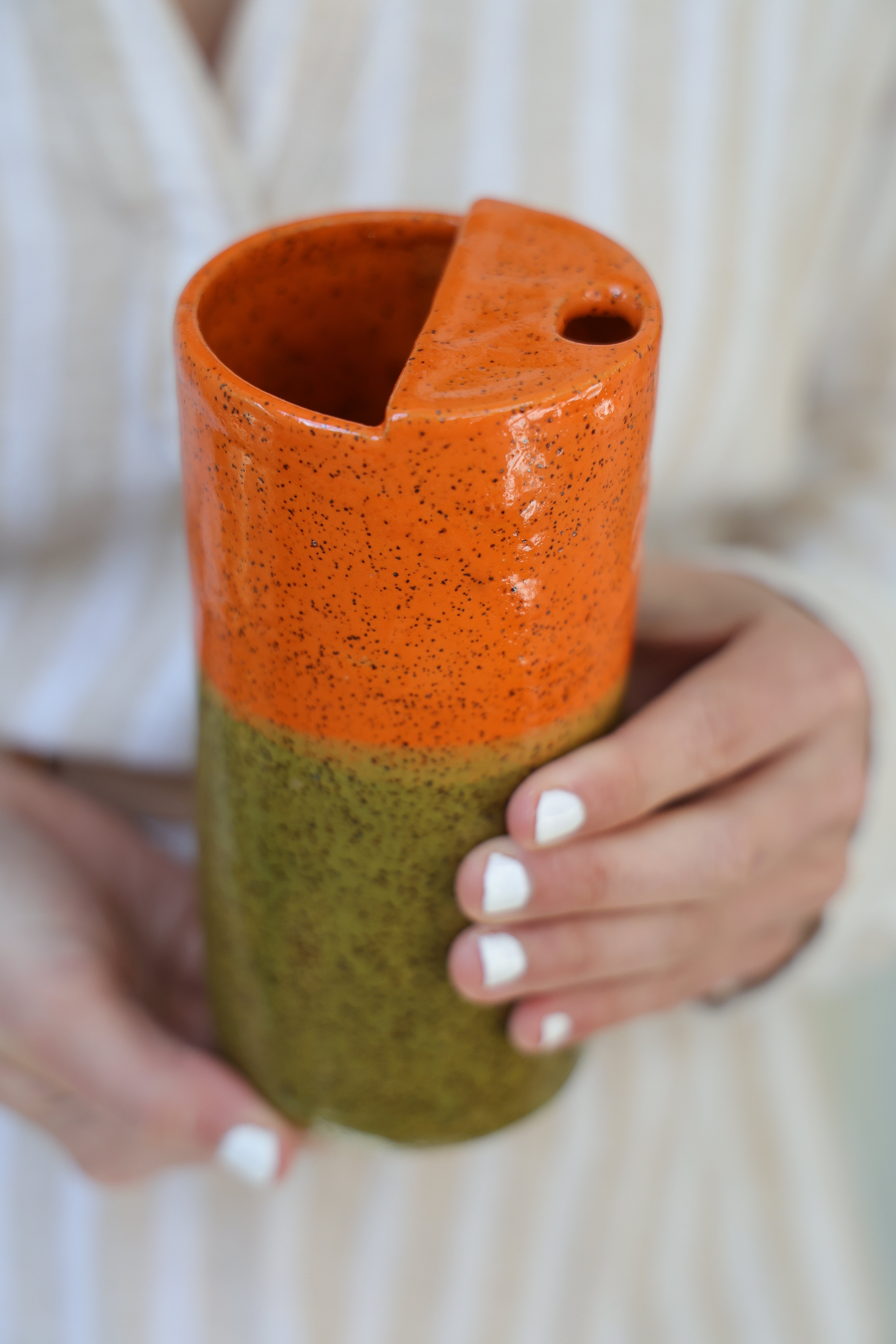 Olive & Pimento Speckled To-Go Cup | Ceramic Stoneware