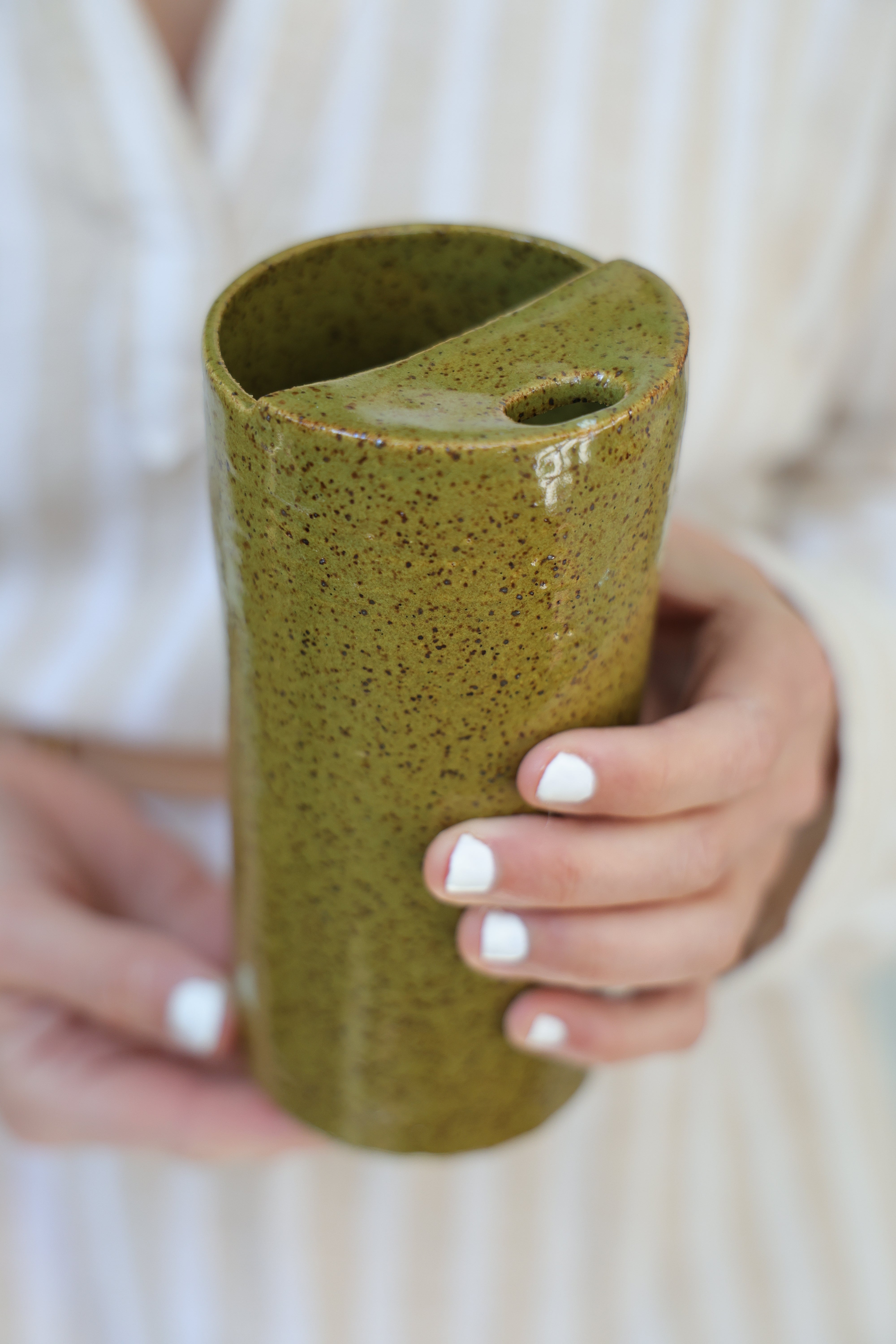 Olive Speckled Travel Mug | Ceramic To-Go Cup