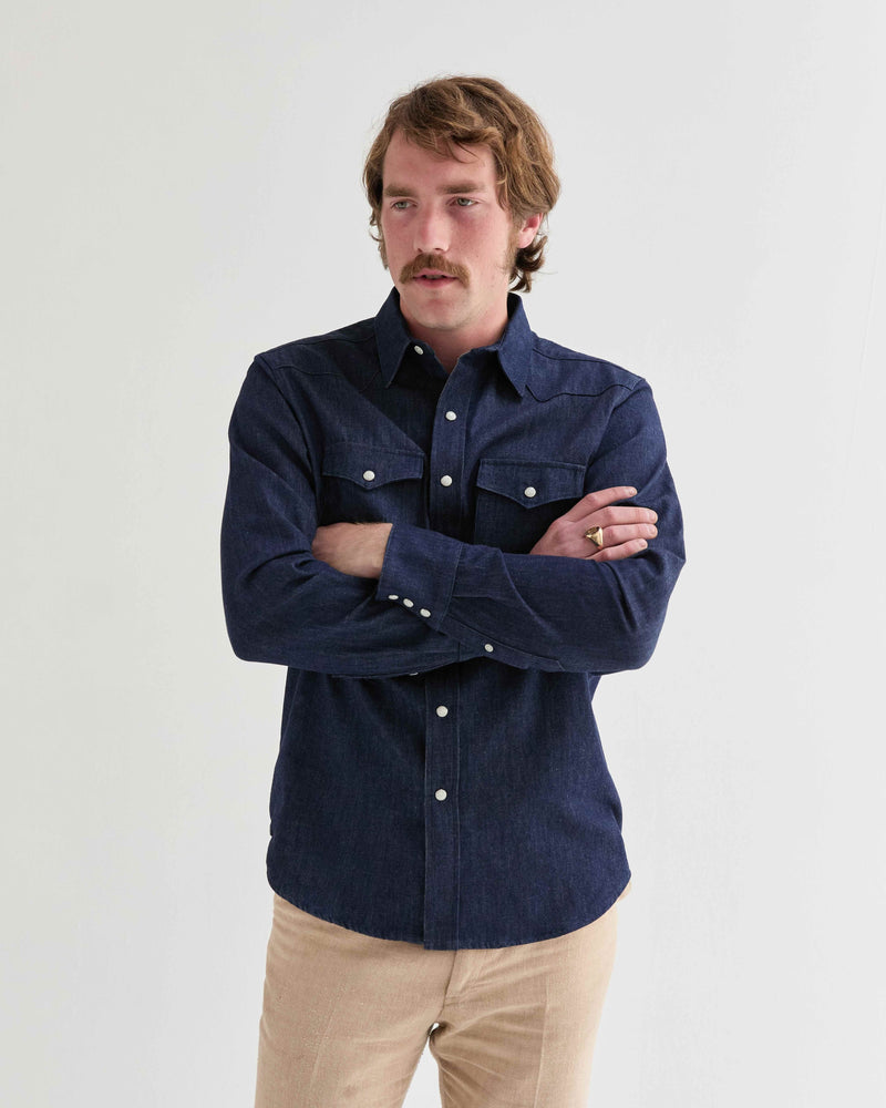 Indigo Denim Men's Shirt-zoom-