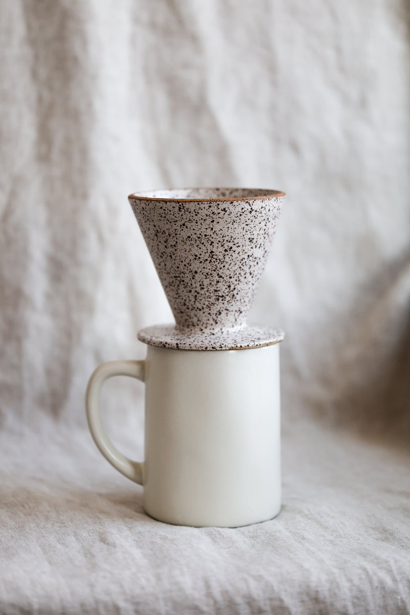 White Matte Pour Over Coffee Maker | Handmade Ceramic Dripper-zoom-