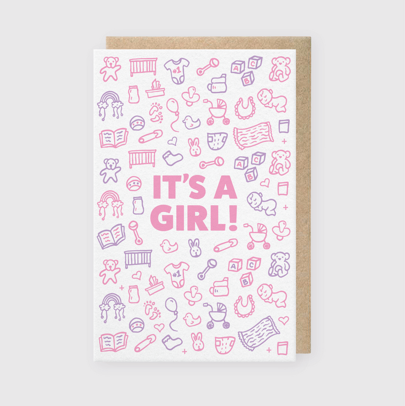 It's A Girl Greeting Card-zoom-
